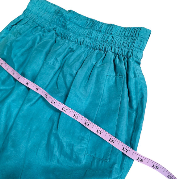 Club Monaco Skirt XS Teal Blue A Line Cotton Silk Casual Metallic Above Knee - Picture 7 of 8